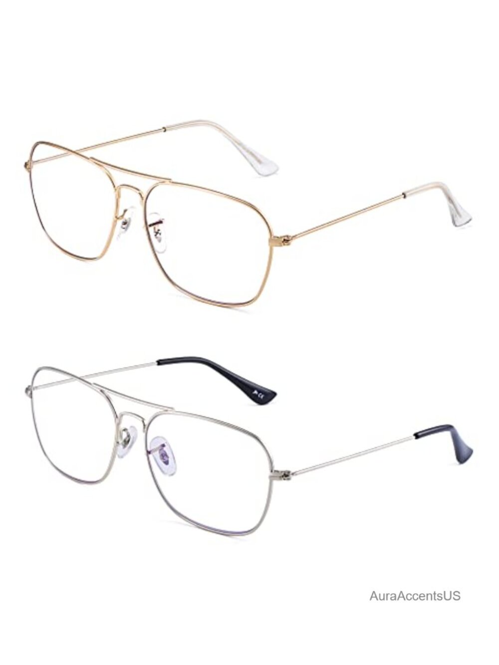 2-Pack Aviator Reading Glasses Anti Blue Light Computer Readers Metal Frame 2.5